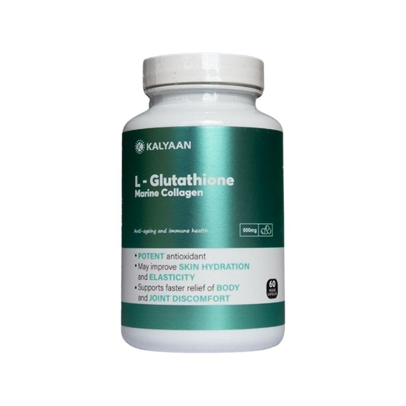 Kalyaan L-Glutathione 100mg with Marine Collagen 60 Zayaan Wellness Kalyaan L-Glutathione 100mg with Marine Collagen 60 Zayaan Wellness