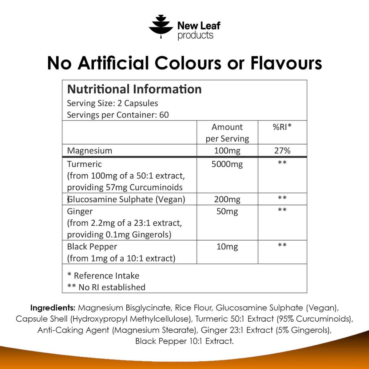 New Leaf Tumeric 5 in 1 Complex 120 Nutritional Ingredients