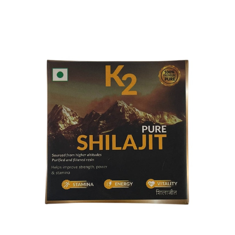 Aafiyah Healthcare K2 Pure Shilajit rich in fulvic acid and minerals to support energy, stamina, cognitive function, and overall wellness.