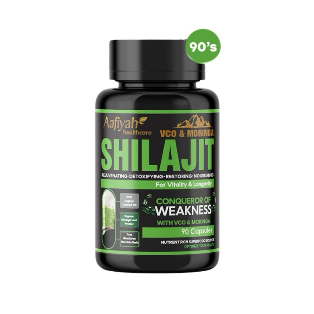 Aafiyah Healthcare Shilajit with Coconut Oil and Moringa may support natural energy, stamina, and wellness with clean, traditional herbal ingredients.