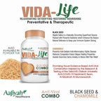 Aafiyah Healthcare Vida-Life Capsules Blend of black seed and chamomile powder to support immunity, relaxation, and overall wellness naturally