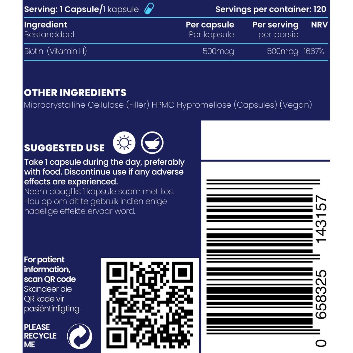 Genologix Biotin 500mcg 120