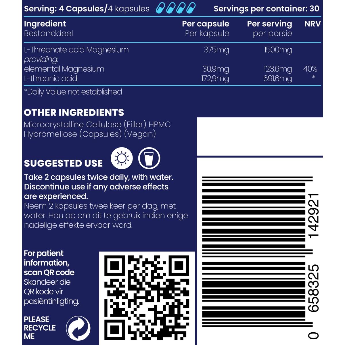 Genologix MindMAG Magnesium L-Threonate 1500mg 120