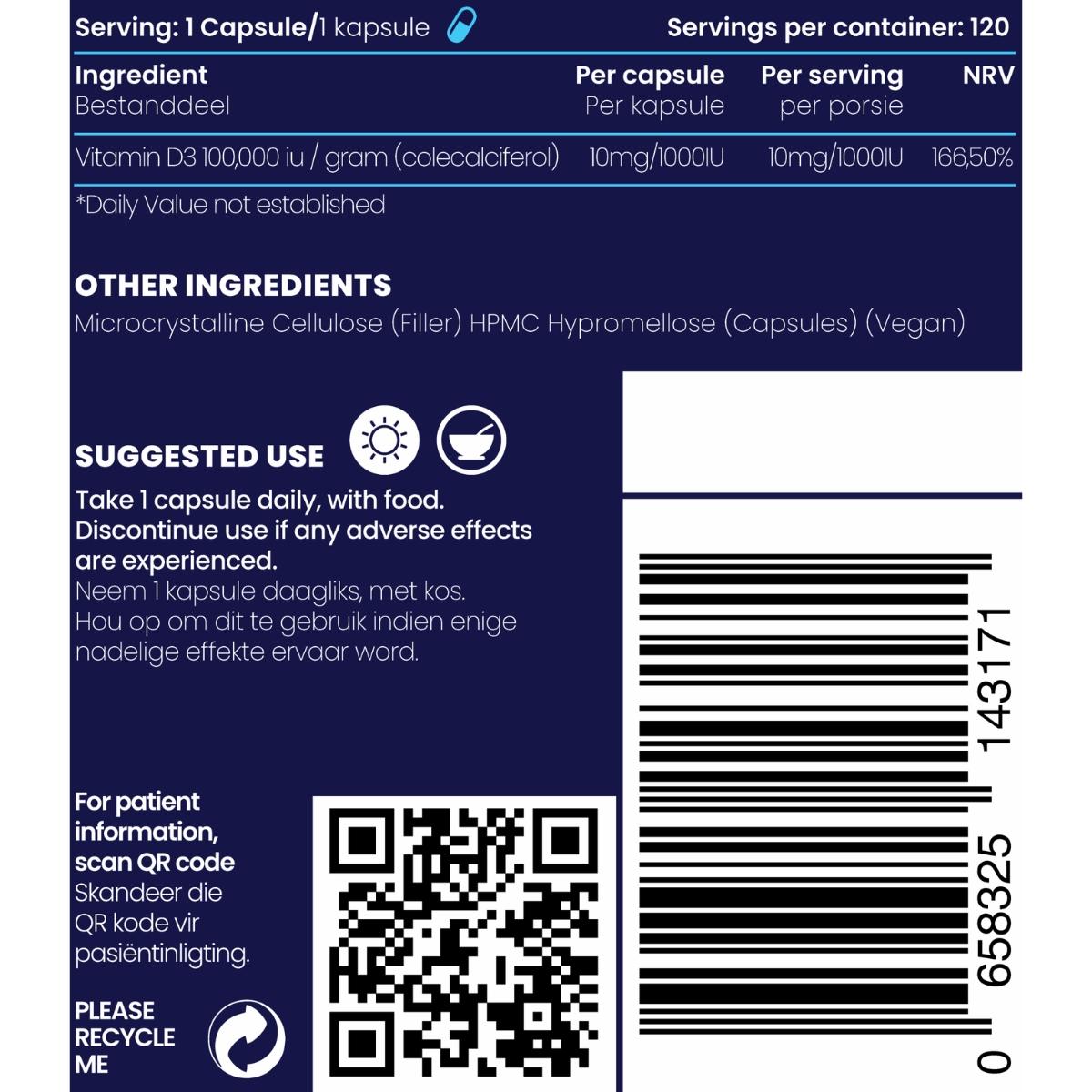 Genologix Vitamin D3 1000iu 120