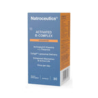 A box of Natroceutics Activated B-Complex Advanced 30 capsules, with orange and blue color scheme and health-related text on the packaging.