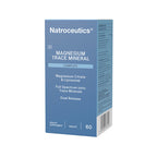 A box of Natroceutics Magnesium Trace Mineral Complex, with 60 capsules for full spectrum ion mineral supplementation. The box is primarily blue and white with product information and branding.