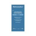 Packaging of Natroceutics Magnesium Trace Mineral Complex, displaying the product name, benefits, and dosage information. The package is blue with white and red text and indicates 60 capsules are included.
