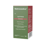 A box of Natroceutics Saffron Bioactive capsules, with 30 capsules inside. The packaging is green with the product name and description clearly displayed.