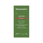 A box of Natroceutics Saffron Bioactive capsules, with 30 capsules inside. The packaging is green with the product name and description clearly displayed.