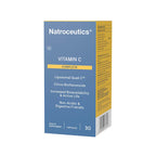 A box of Natroceutics Vitamin C Complete liposomal capsules, 30 capsules per bottle, with information about the product being non-acidic, digestive friendly, and having vitamin C with citrus bioflavonoids for immune support.