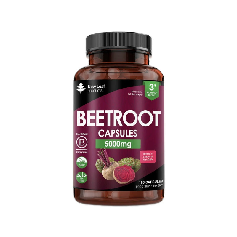 Bottle of New Leaf Beetroot 5000mg 180 capsules