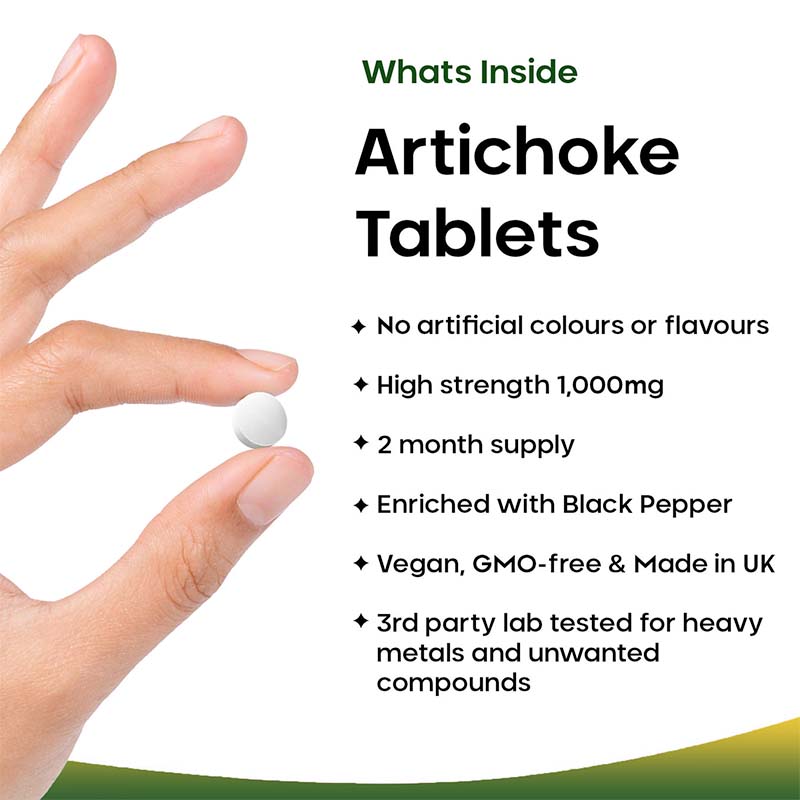 A bottle of New Leaf Artichoke 1000mg tablets with black pepper, containing 120 tablets, designed for superior absorption.