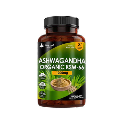 New Leaf Ashwagandha Organic KSM-66 1200mg 180 Tablets