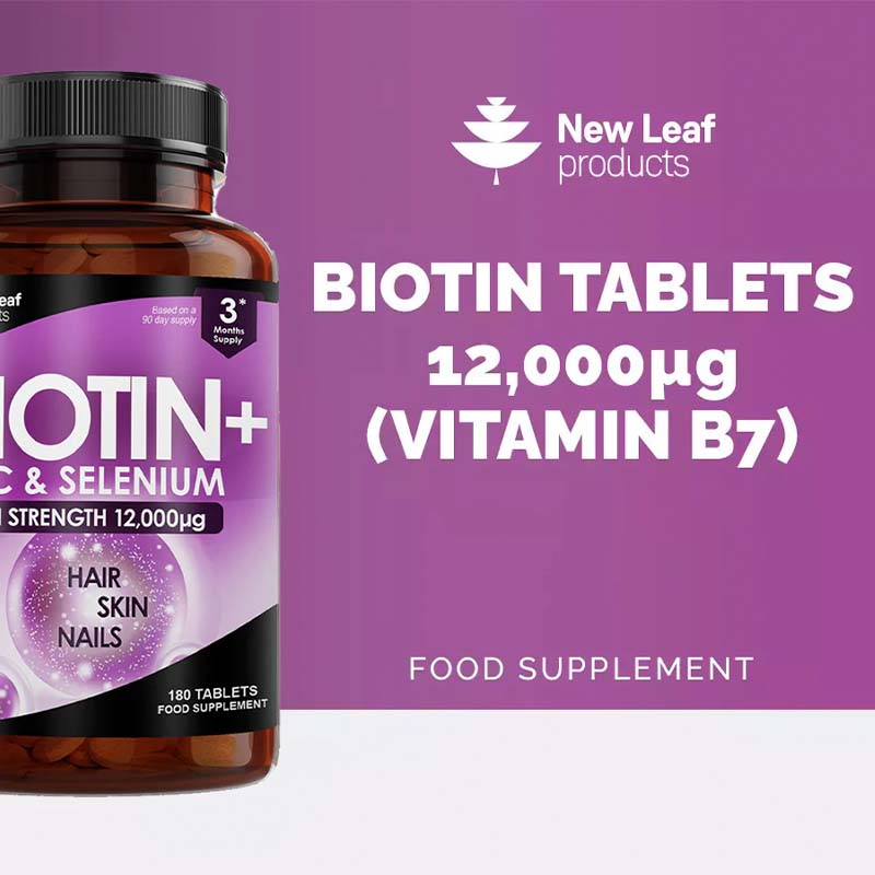 New Leaf Biotin with Zinc & Selenium 180 Tablets 3 Months Supply