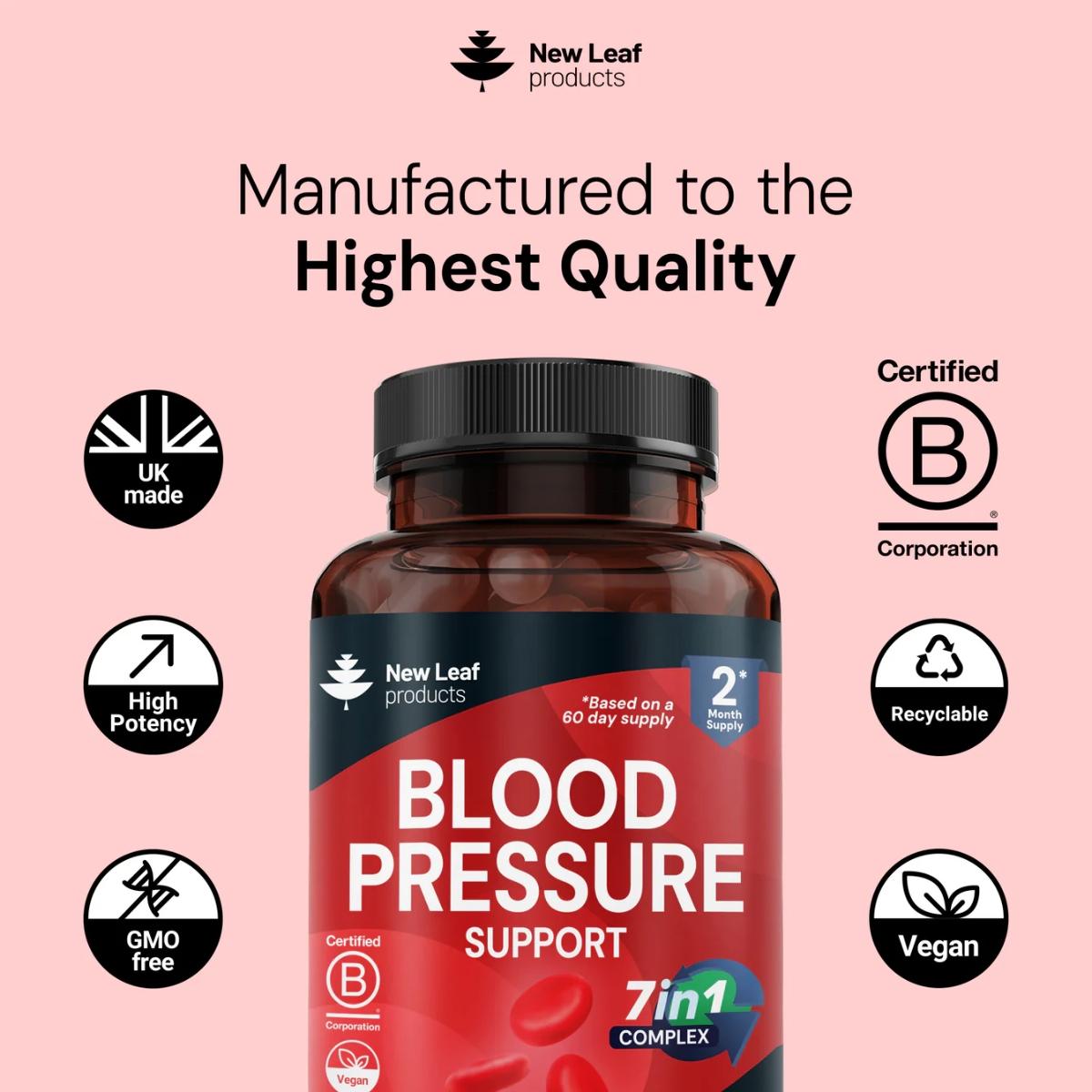 New Leaf Blood Pressure Support 7-in-1 120 Capsules