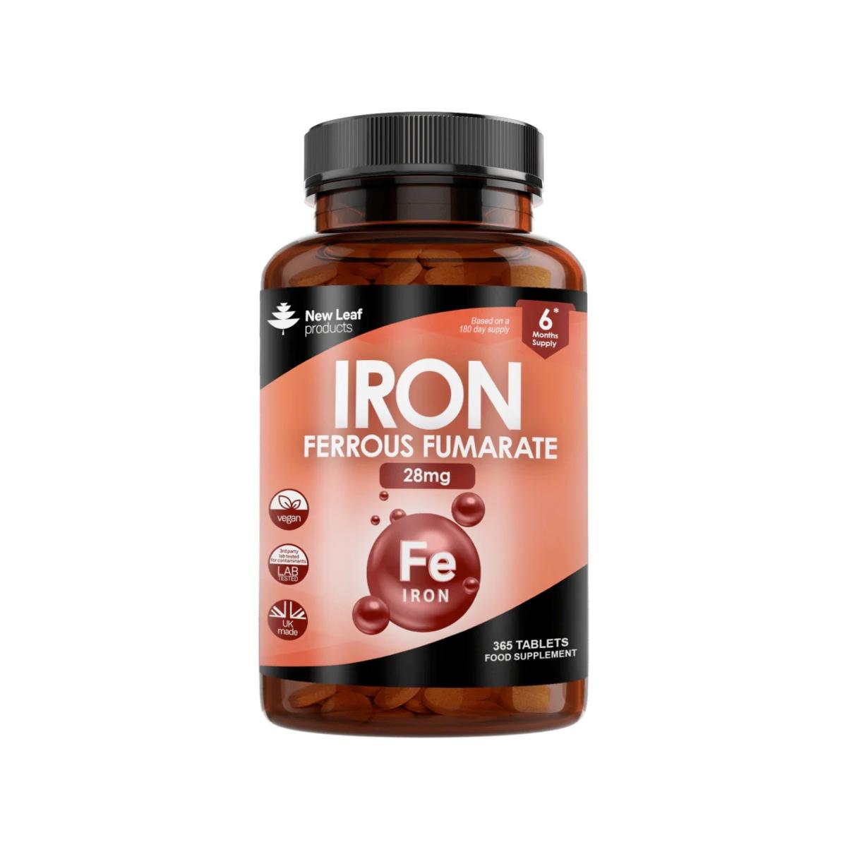 New Leaf Iron Ferrous Fumarate 28mg 365 Tablets