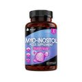 A bottle of New Leaf Myo-Inositol PCOS supplement with 120 capsules, featuring labels for Myo-Inositol, Folic Acid, and Vitamin B12. South Africa