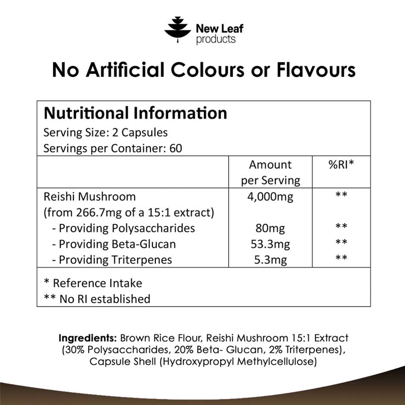 New Leaf Reishi Mushroom 4000mg 120
