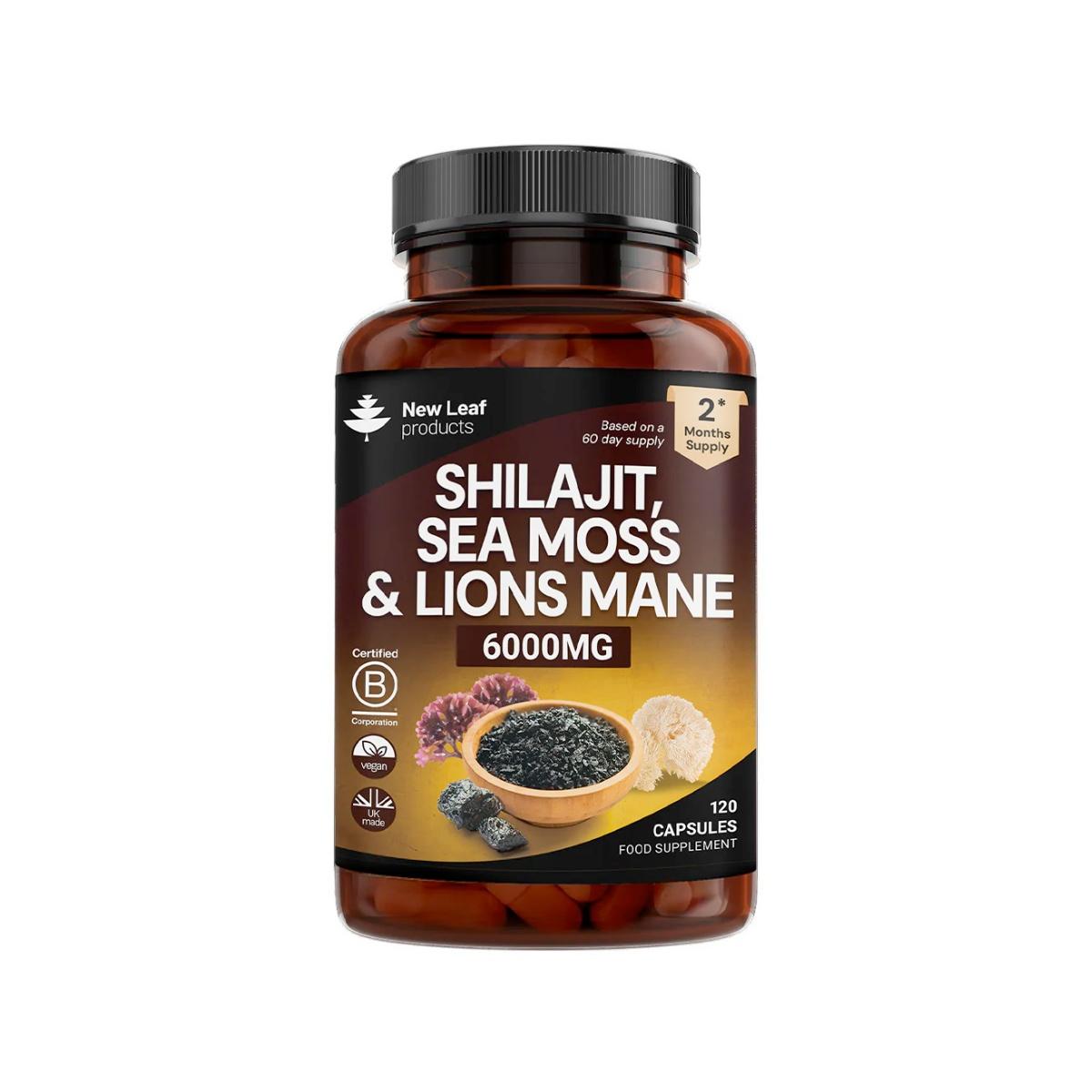 New Leaf Shilajit with Sea Moss and Lions Mane 6000mg 120