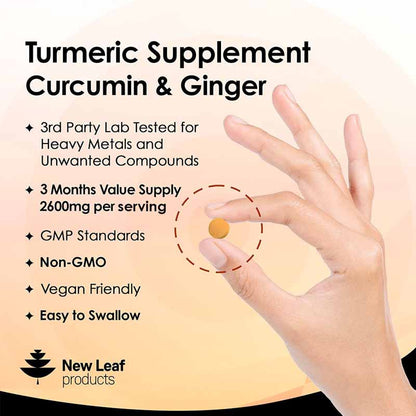 New Leaf Turmeric Curcumin & Ginger 2600mg 180 Tablets