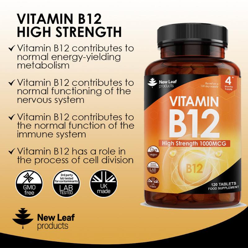 New Leaf Vitamin B12 120 Tablets 4 Months Supply
