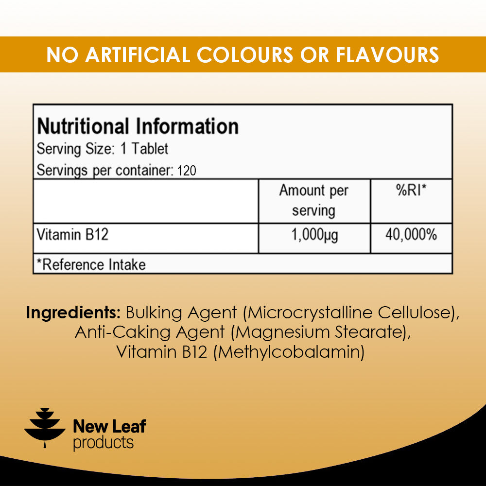 New Leaf Vitamin B12 120 Tablets 4 Months Supply