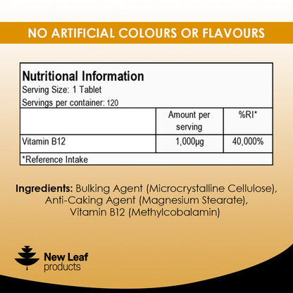 New Leaf Vitamin B12 120 Tablets 4 Months Supply