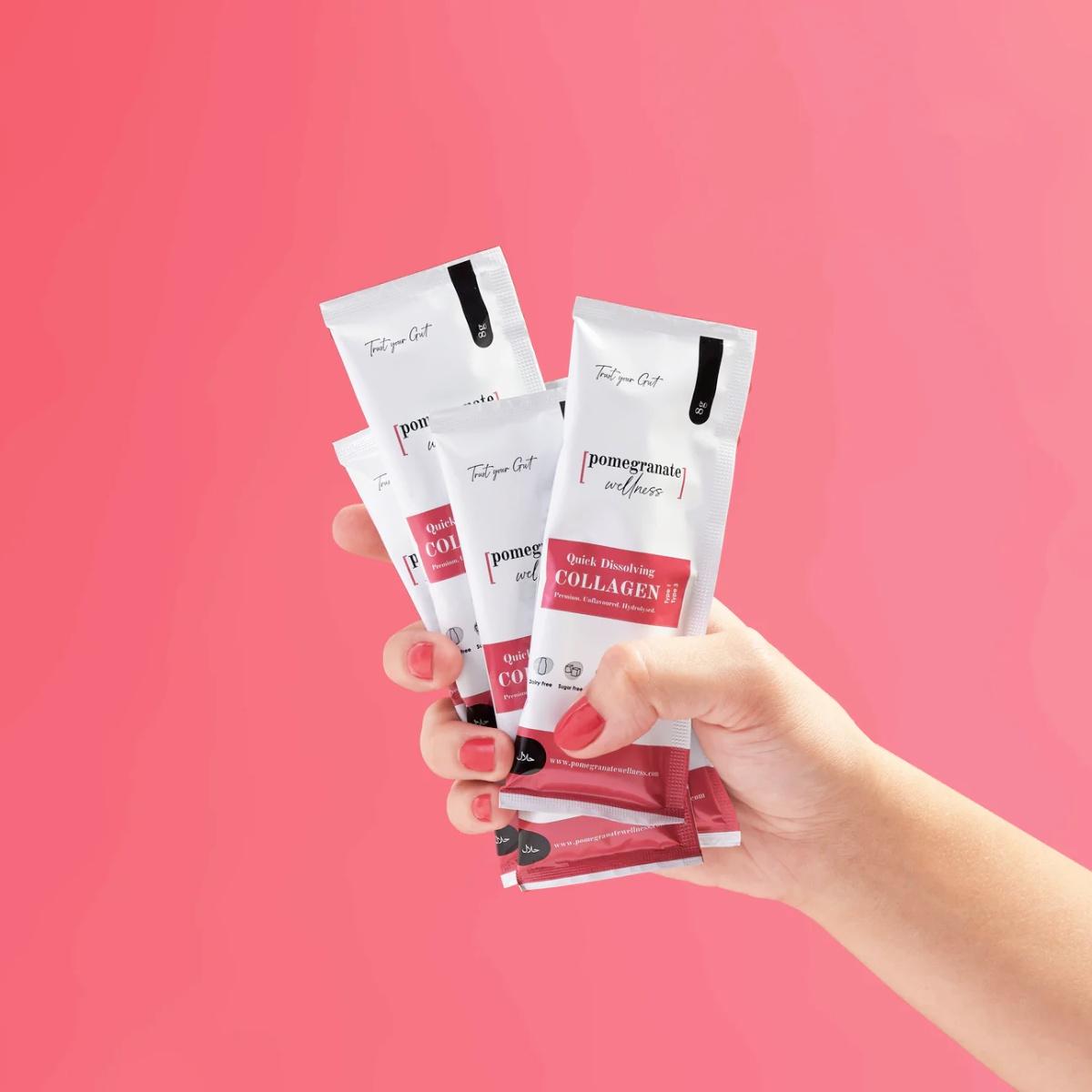 Pomegranate Wellness Halal Quick Dissolving Collagen, sachet, South Africa