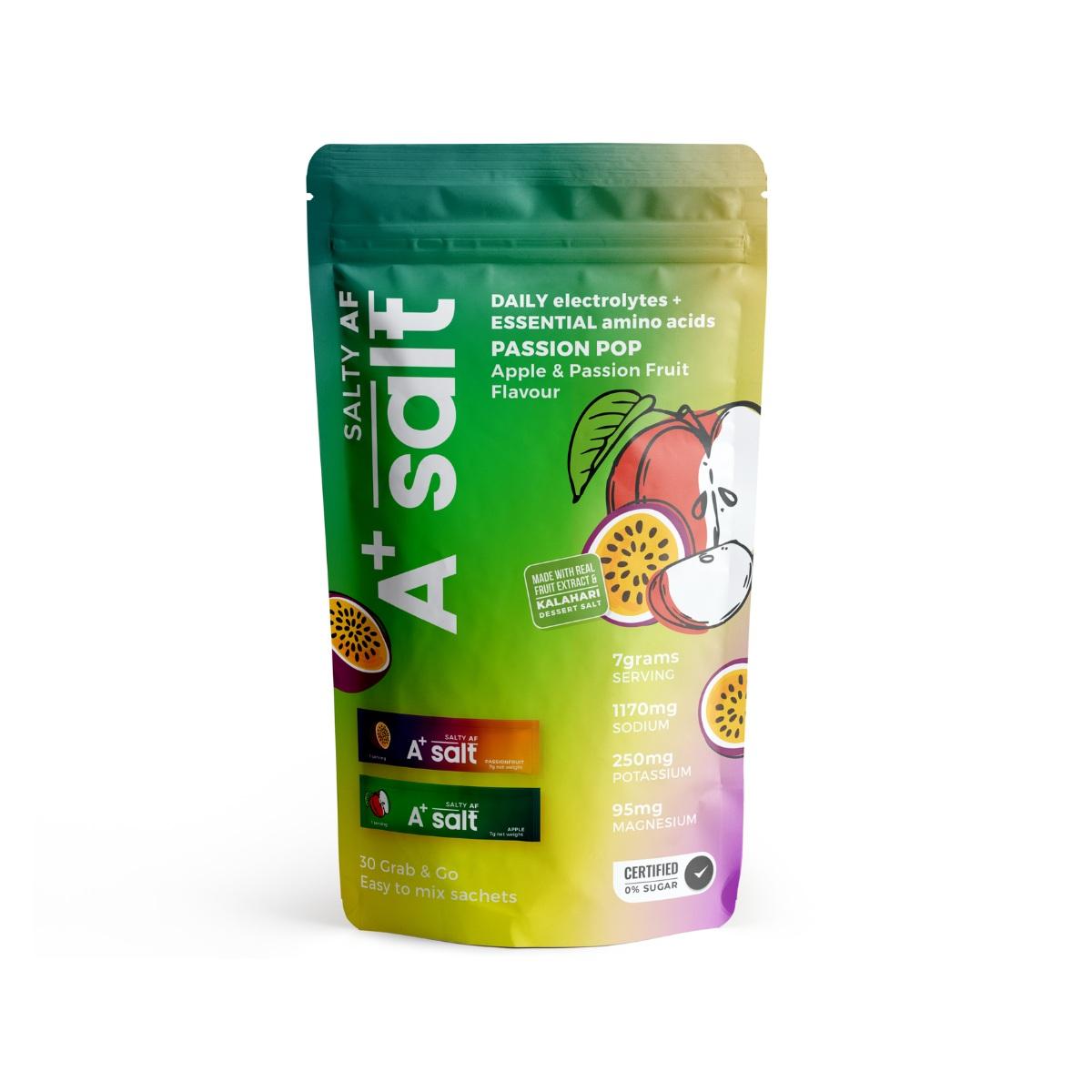 Primal Wellness Electrolyte A+ Salt - Apple and Passion Fruit blend to hydrate, replenish electrolytes, and boost energy for optimal performance and wellness