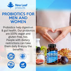 New Leaf Probiotic supplement bottle with blue label on a white background