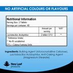 New Leaf Probiotic supplement nutritional information