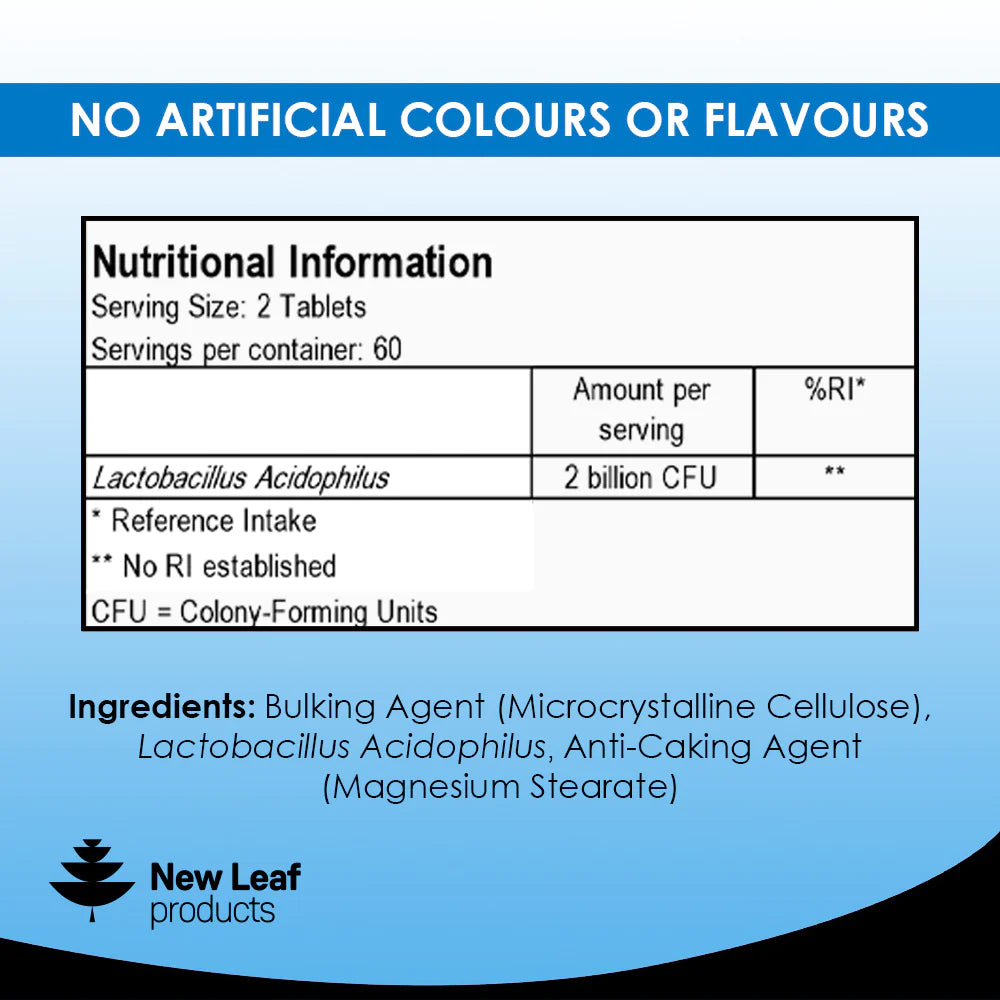 New Leaf Probiotic supplement nutritional information