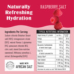 A 8-pack box of SaltWTR Daily Electrolyte  Salt Raspberry flavor, marketed for sports recovery, showing Nutritional Ingredients