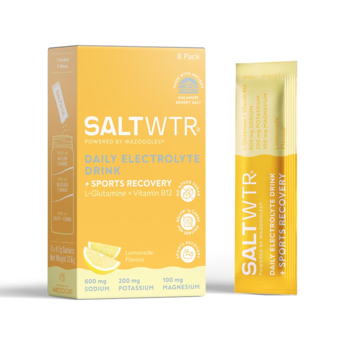 SaltWTR Daily Electrolytes Salt Lemonade 8 Pack Sports Recovery