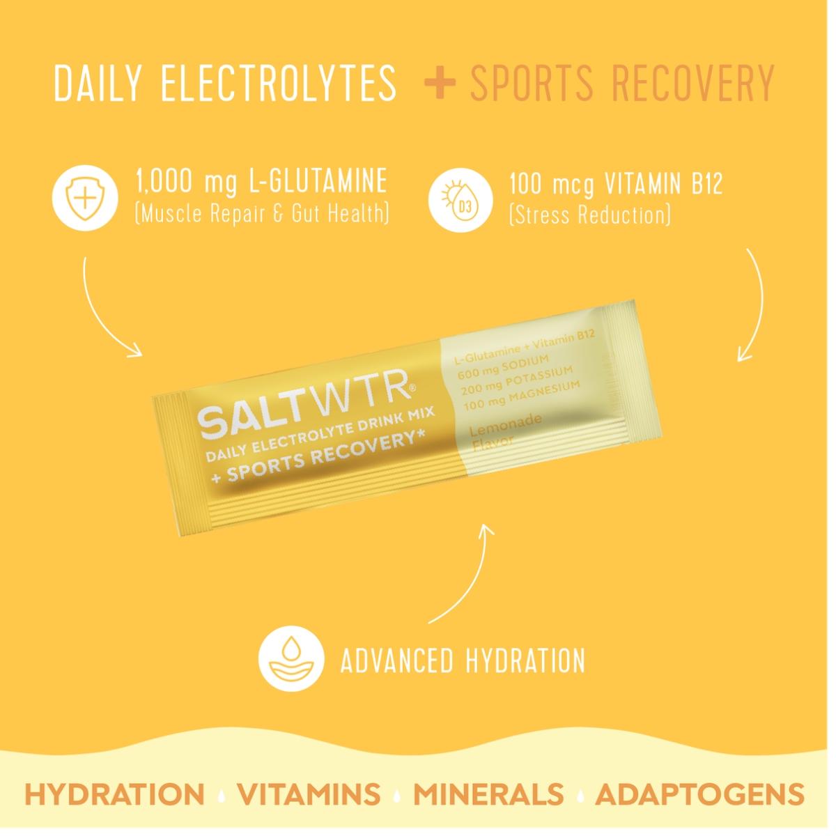 SaltWTR Daily Electrolytes Salt Lemonade 8 Pack Sports Recovery