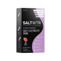 A package of SaltWTR Daily Electrolytes in Mixed Berry flavor with 8 servings, marketed as a clean energy drink.