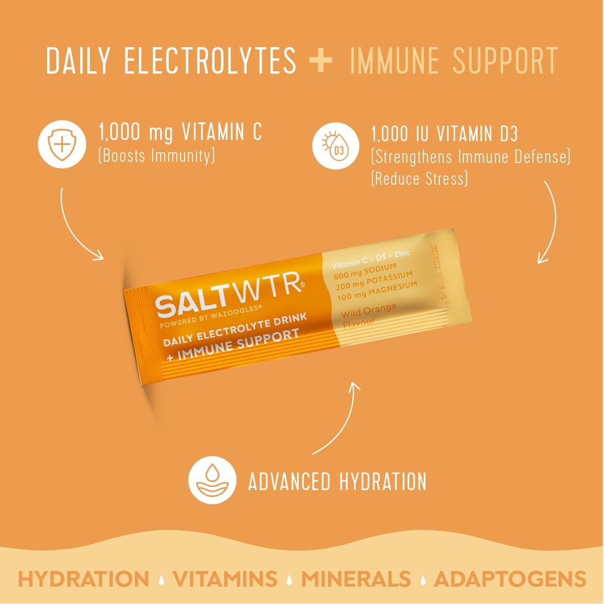 SaltWTR Daily Electrolytes Salt Wild Orange 8 Pack Immune Support