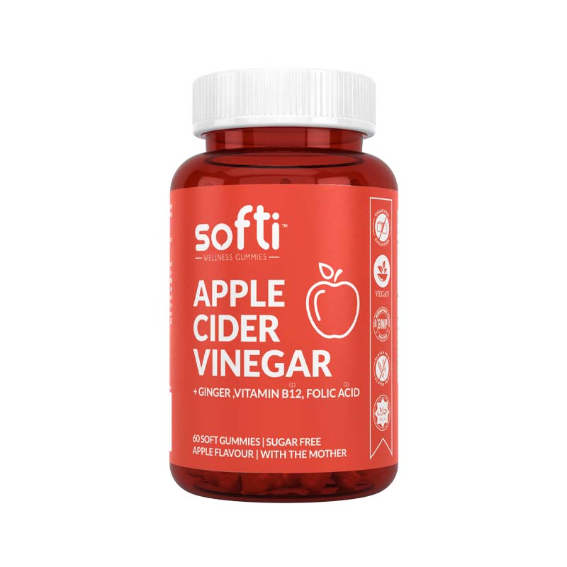 Softi Apple Cider Vinegar, 60 Soft Gummies, With Ginger, Vitamin B12 and Folic Acid