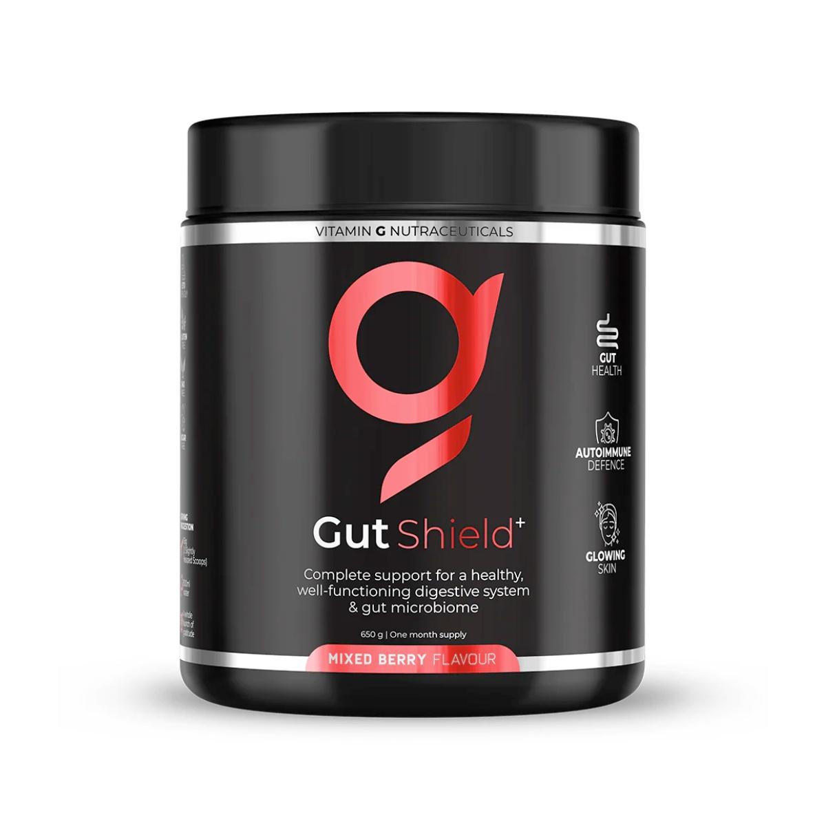 Vitamin G GutShield+ 650g may support digestion, gut balance, and daily vitality with probiotics, collagen, vitamins, and clean natural ingredients.