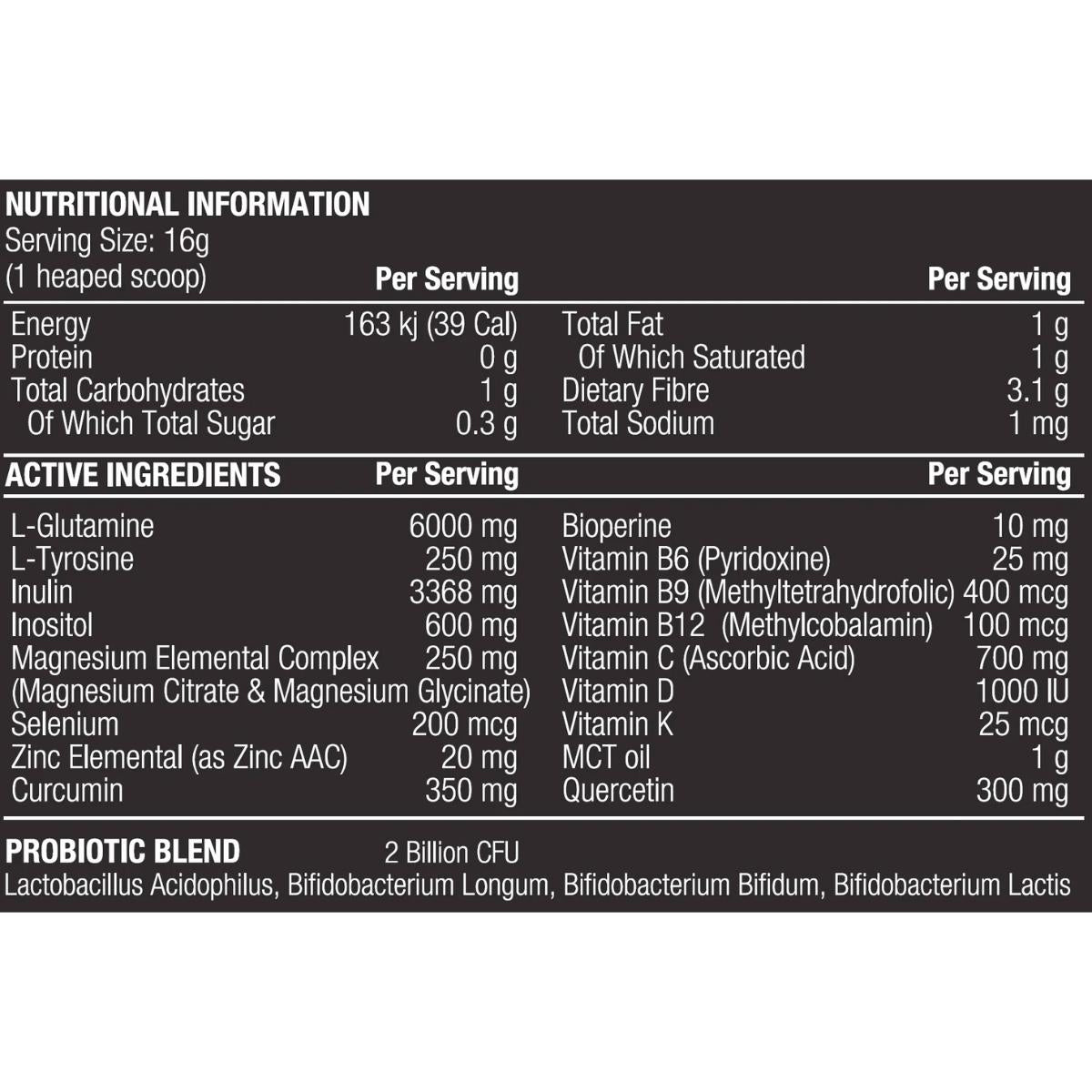 Vitamin G ThyroidShield 400g Nutritional Information