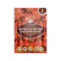 Packaging of Wazoogles Superfood Protein Smoothie Blend in Chocolate Moondust flavor, highlighting vegan, gluten-free, and non-GMO certifications.