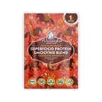 Packaging of Wazoogles Superfood Protein Smoothie Blend in Chocolate Moondust flavor, highlighting vegan, gluten-free, and non-GMO certifications.