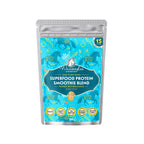 Wazoogles Superfood protein smoothie blend package with blue and silver design