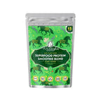 Wazoogles superfood protein smoothie blend package with green design and unicorn illustration.