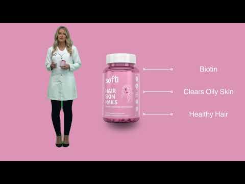 A video of Softi Hair Skin and Nails 60 Soft Halal Gummies, For Hair, Skin and Nail Health