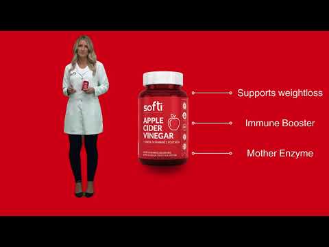 Softi Apple Cider Vinegar, 60 Soft Gummies, With Ginger, Vitamin B12 and Folic Acid